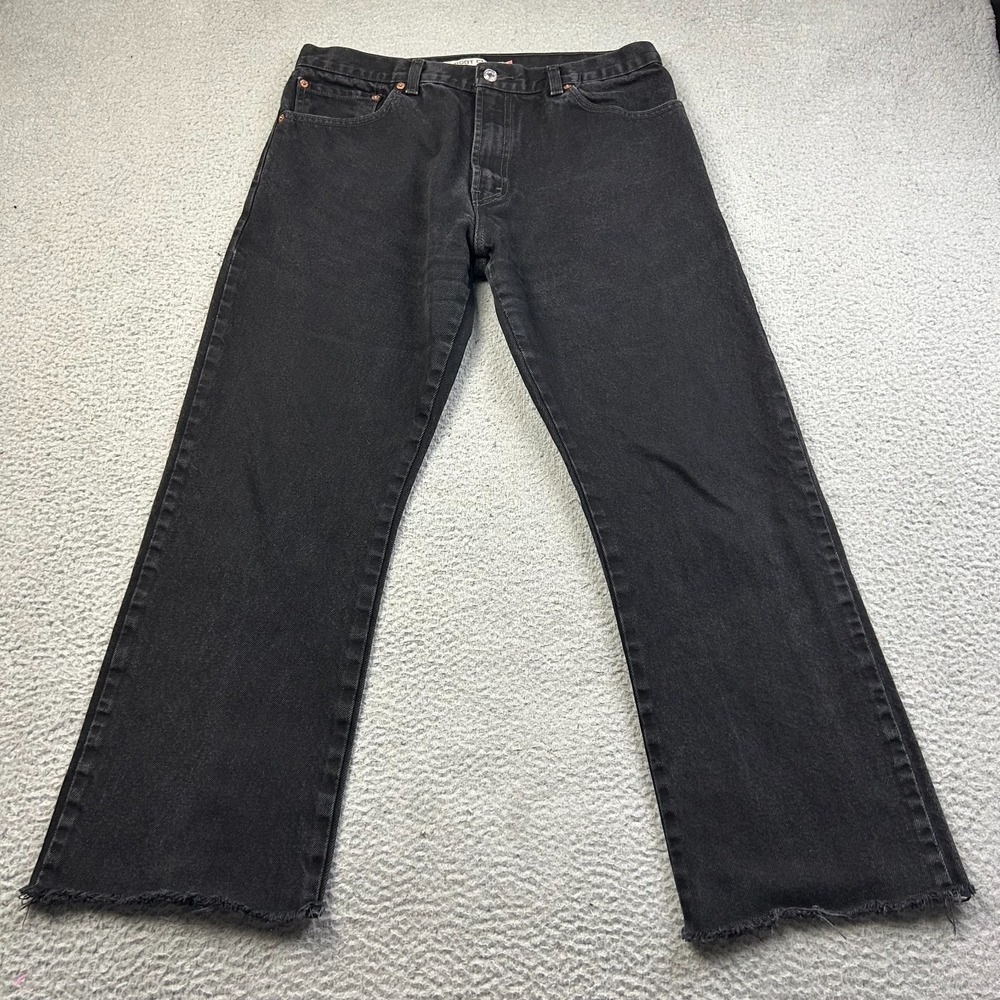 Levi's Men Y2K Black 517 Bootcut Raw Hem Cut Off Denim Jeans FITS 32x28